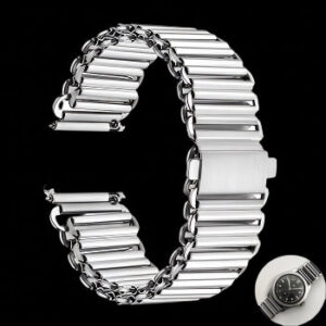 18mm Retro 1940/50s “Bonklip” Style Stainless Steel Bracelet