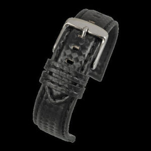 22mm Premium Black Carbon Fibre Horloge Strap with Matching