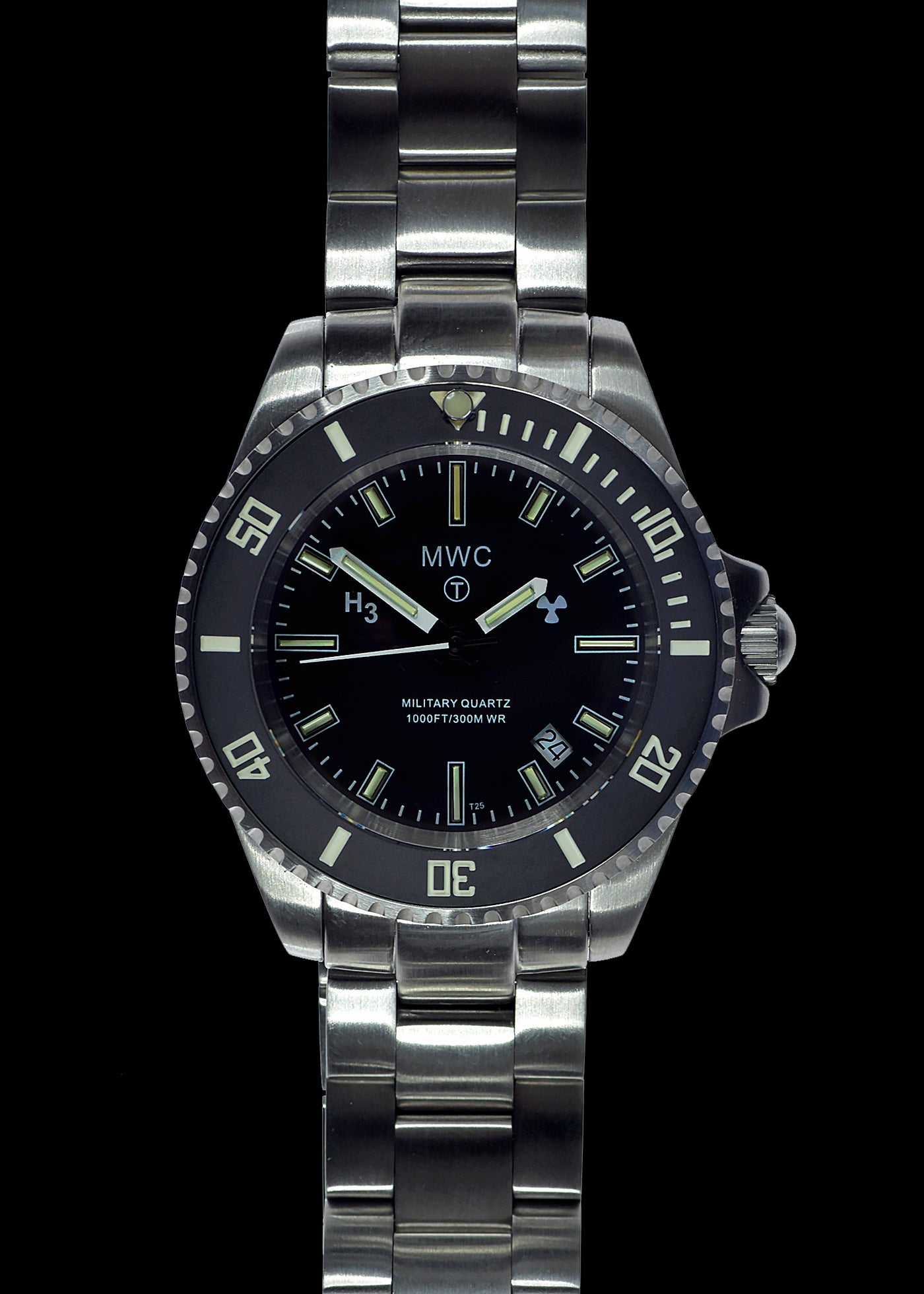 MWC 300m Militair Quartz Divers Horloge with Tritium GTLS and – Stalen armband - Afbeelding 2