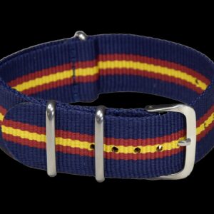 22mm NATO Militair Horloge Strap in Navy, Red and Yellow.