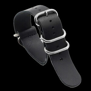 24mm Black High Grade Saddle Leather Zulu Militair Horloge S