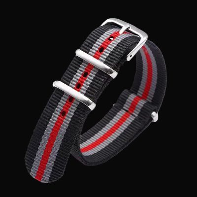 18mm Black, Grey and Red NATO Militair Horloge Strap – Authe