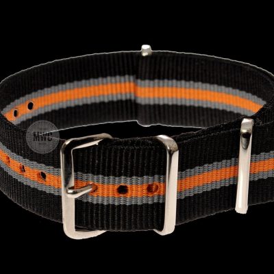 22mm Black, Grey and Tangerine NATO Militair Horloge Strap