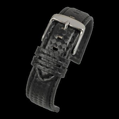 22mm Premium Black Carbon Fibre Horloge Strap with Matching