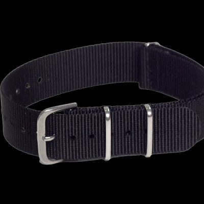 20mm Black NATO Militair Horloge Strap with Matt Stainless Fasteners