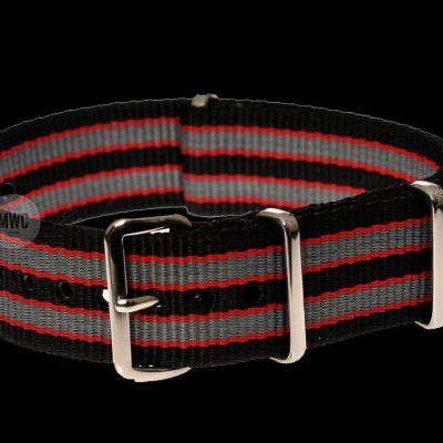 20mm Black, Red and Grey NATO Militair Horloge Strap