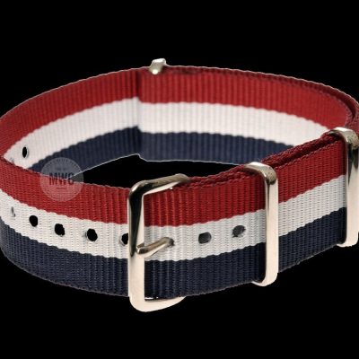 22mm Blue, White and Red NATO Militair Horloge Strap