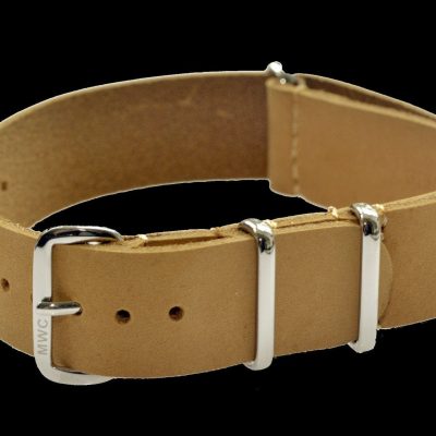 18mm Light Brown Leather NATO Militair Horloge Strap