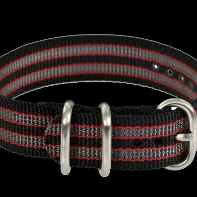 18mm black, Red and Grey Zulu Militair Horloge Strap