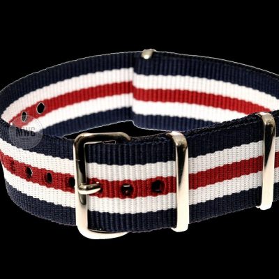 18mm Red, White and Blue NATO Militair Horloge Strap