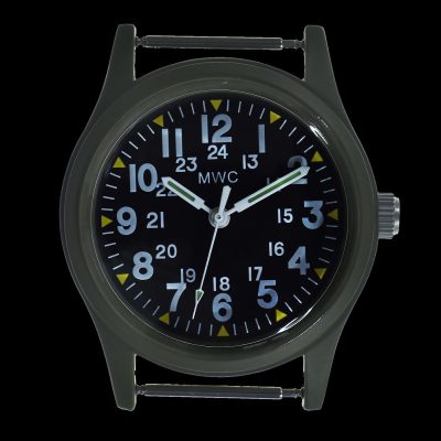 Classic 1960s/70s US Pattern Olive Drab Vietnam Horloge on Olive – Groen