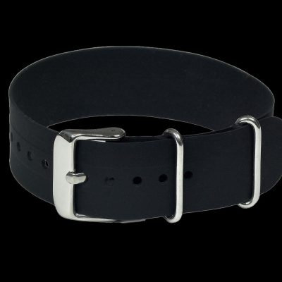 18mm Black Silicone/Rubber NATO Militair Horloge Strap
