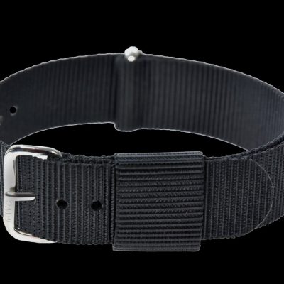18mm Amerikaans Pattern Hybrid Black Militair Horloge Strap (Chrome