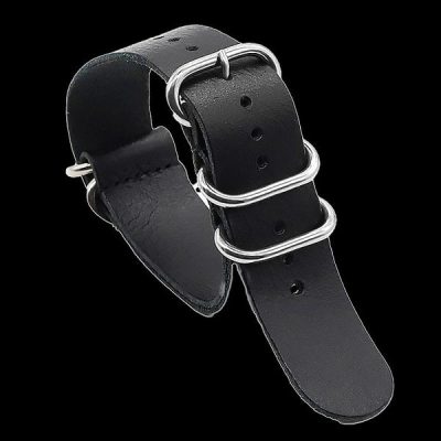 22mm Black High Grade Saddle Leather Zulu Militair Horloge S